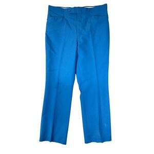 Vintage Sansabelt Jaymar Mark Scot Blue Slacks 37x31 Flat Front Retro Pants